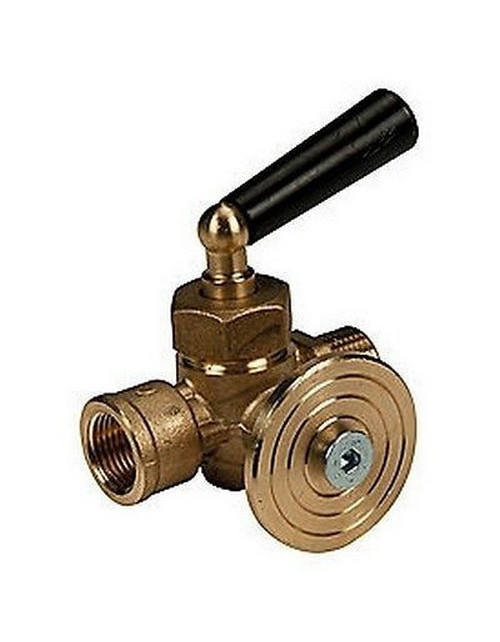 Three-way gauge holder tap, 1/2"M x 1/2"F