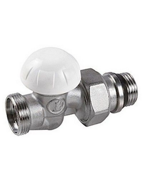 Straight chromed lockshield valve, with connection for copper, plastic or multilayer pipe adapter, 1/2" x 16