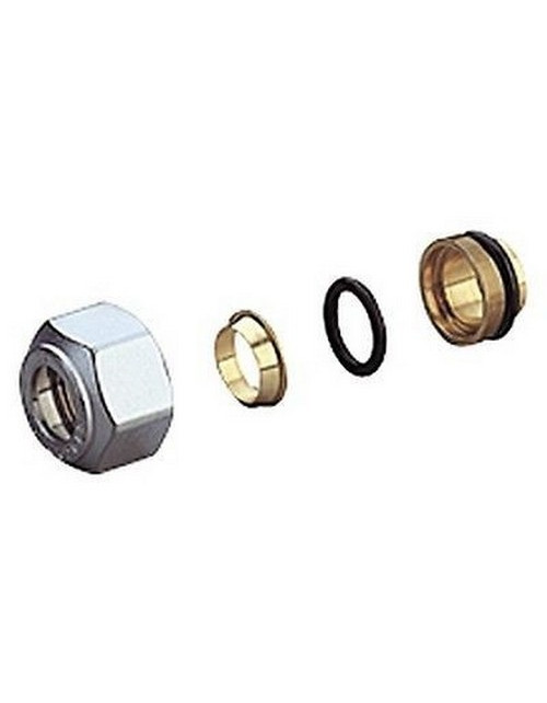 Compression fitting with adapter for copper pipe, 16X15