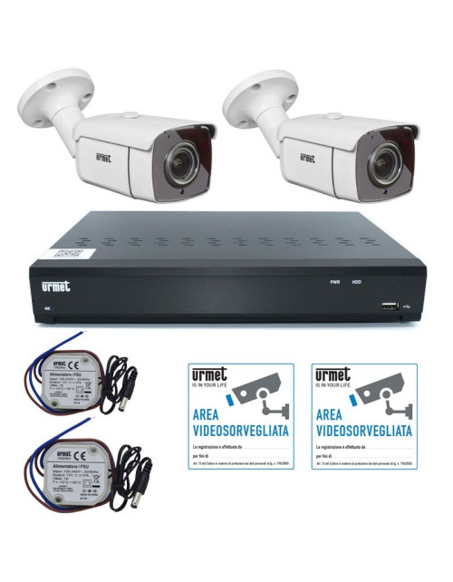 KIT de videovigilancia Urmet AHD 5M de 4 canales con 2 cámaras