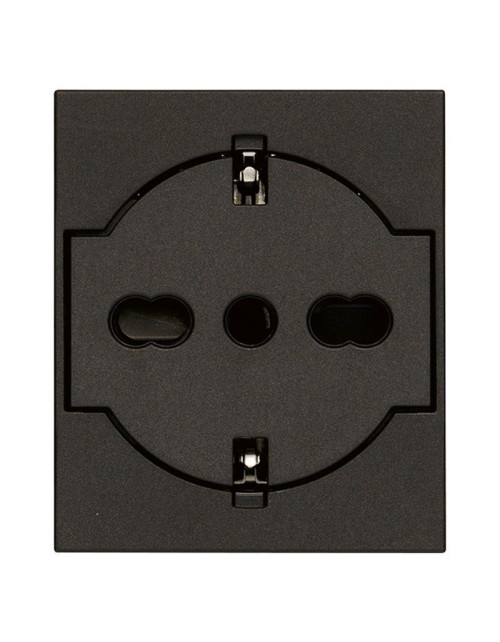 Toma Schuko estándar Vimar Linea 16A 2P+T P40 cableada Negro 30211.G