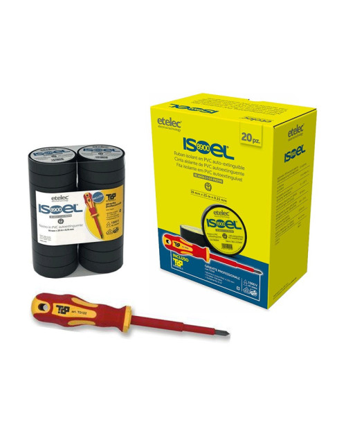 Kit of 20 Etelec insulating tapes 19X25mm with screwdriver NA4019K1