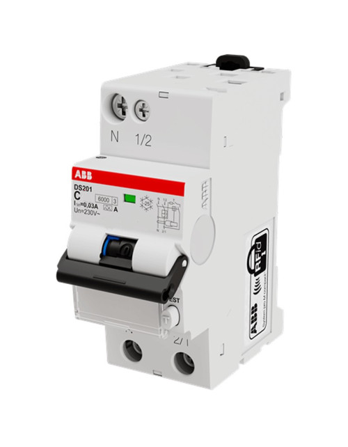 Disyuntor diferencial Abb 10A 1P+N 30MA A 6KA 2M DS201C10A30