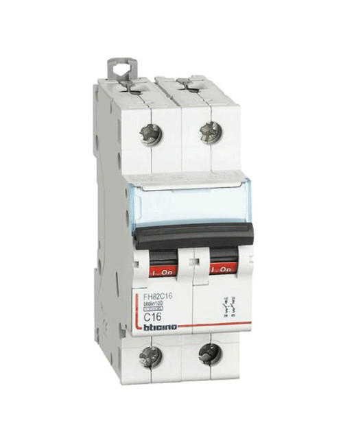 Bticino 2P 16A 10kA tipo C interruptor magnético térmico 2 módulos FH82C16