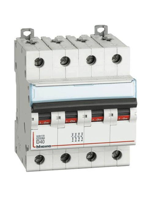 Bticino thermal magnetic switch 4P D 40A 10kA 4 modules FH84D40