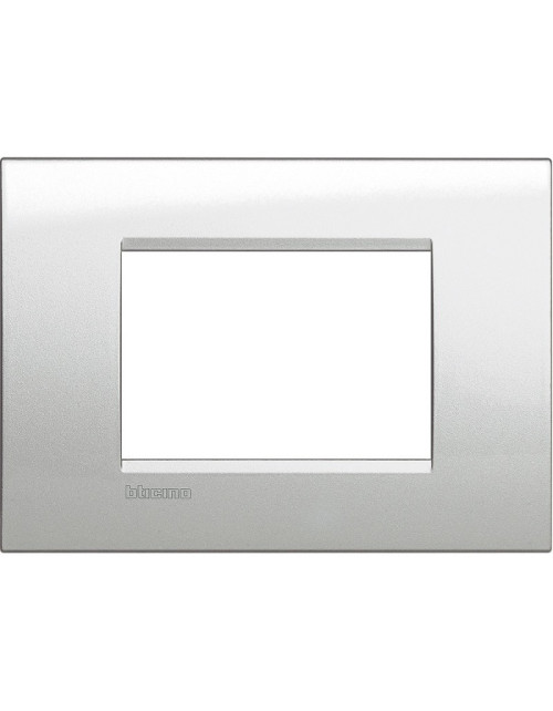 Bticino Livinglight 3-module square plate in lunar silver color LNA4803GL