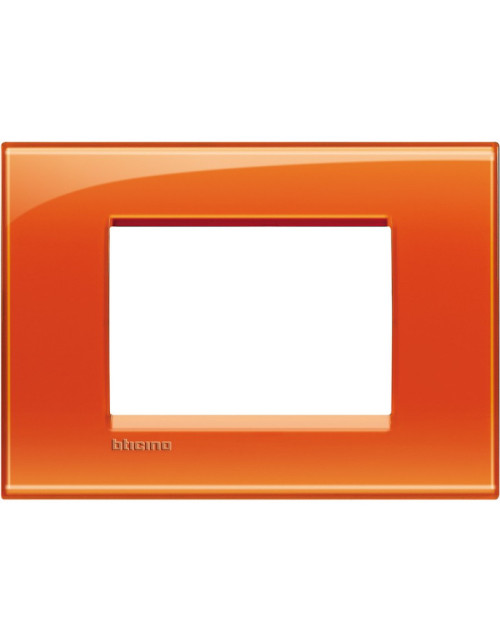 Plaque carrée Bticino Livinglight 3 modules, couleur orange foncé LNA4803OD