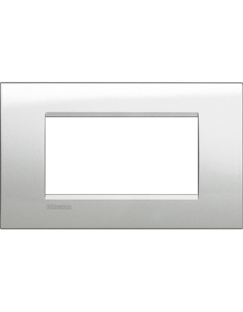 Plaque carrée Bticino Livinglight 4 modules, couleur argent lunaire LNA4804GL