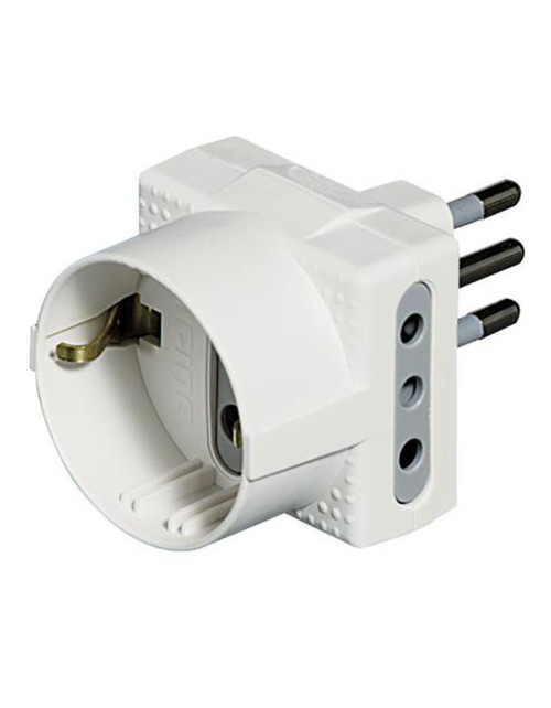 Dreifachadapter Bticino Tris deutsche Steckdose 2 10A-Steckdosen 10A-Stecker weiß S3610DE