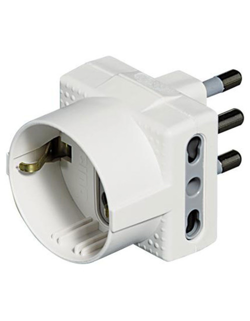 Triple adapter Bticino tris German socket 2 bypass sockets 16A plug white S3611DE