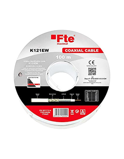 Cable Coaxial TVSAT FTE 5 mm en PVC Bobina de 100 metros K121EW