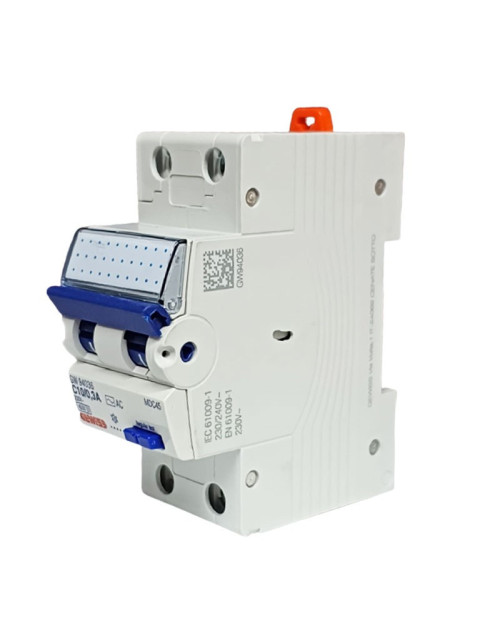 Disyuntor diferencial Gewiss 10A 2P 300MA AC 4.5KA 2 Módulos GW94036