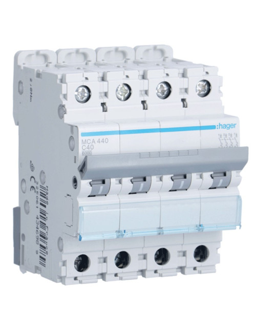 Hager 4P 40A 6KA C interruptor magnético térmico 4 módulos MCA440