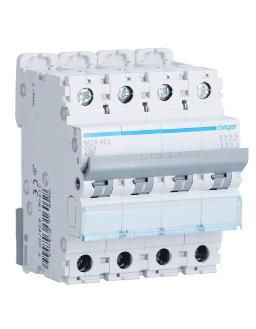 Hager 4P 63A 6KA C interruptor magnético térmico 4 módulos MCA463