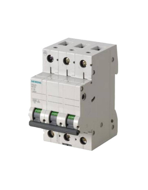 Interrupteur magnétique thermique Siemens 63A 3P 6KA classe C 3 modules 5SL63637BB