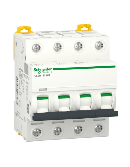 Schneider Interrupteur Thermique Magnétique 4P 16A 10KA D 4 modules A9F85416