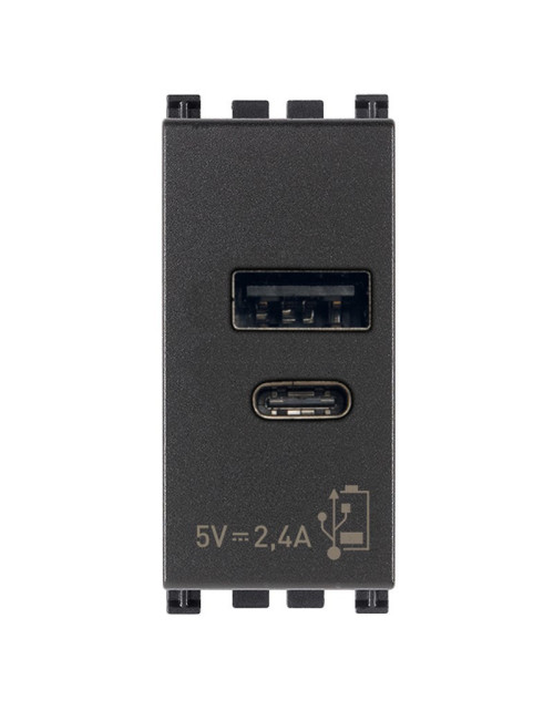 Netzteil Vimar Arke USB A+C 5V 2,4A 1 Modul grau 19292.AC