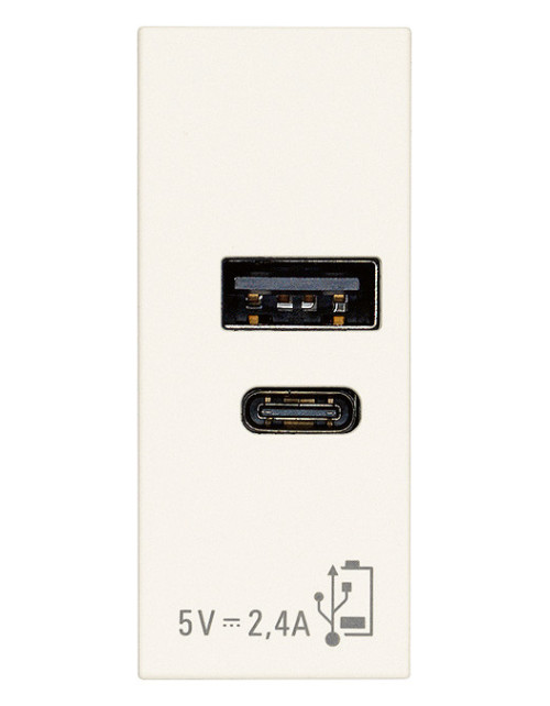 2.4A USB Charger With AEC Type Ports VIMAR White Line 30292.ACB