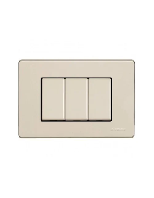 BTicino 503/3A/R | ivory resin brass 3-module cover plate