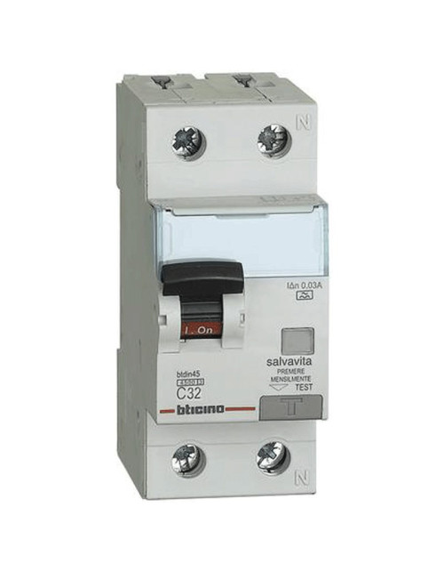 BTicino GA8813A32 Btdin - differential circuit breaker A 1P+N 32A 30mA