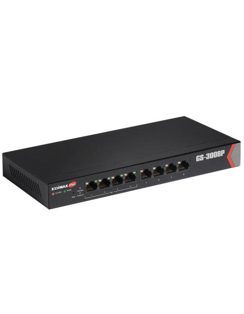 Commutateur Edimax Web Managed 8GBE 72W avec 4 ports PoE+ GS-3008P