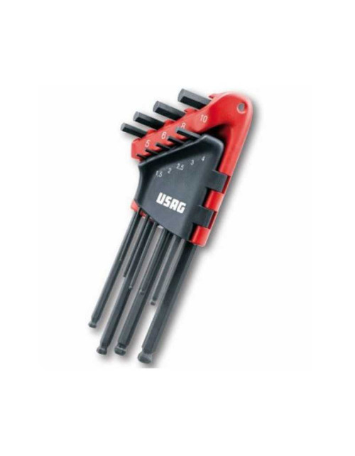 Set of 9 Usag 280 LTS/S9 long male hex keys with ball head U02800084