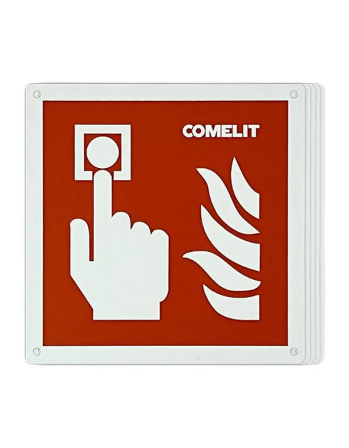 Cartello allarme incendio Comelit 120x120 mm in alluminio 5 pezzi 43CPM000