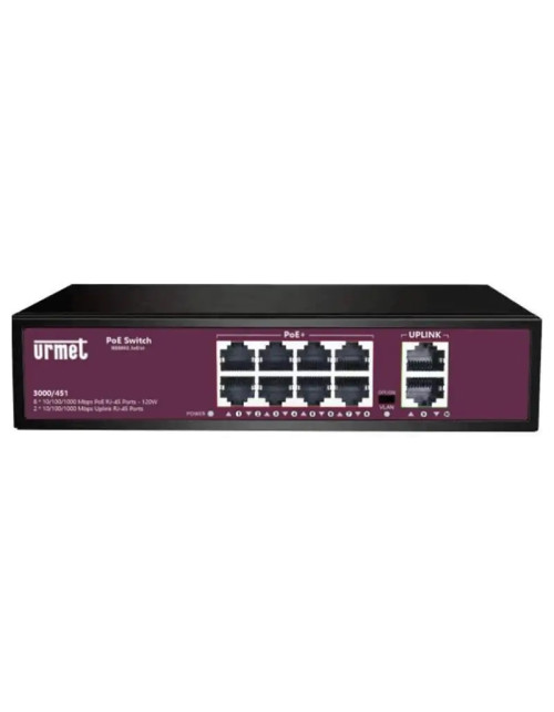 Switch Urmet Full gigabit 8 porte PoE + 2 porte Uplink 3000/451