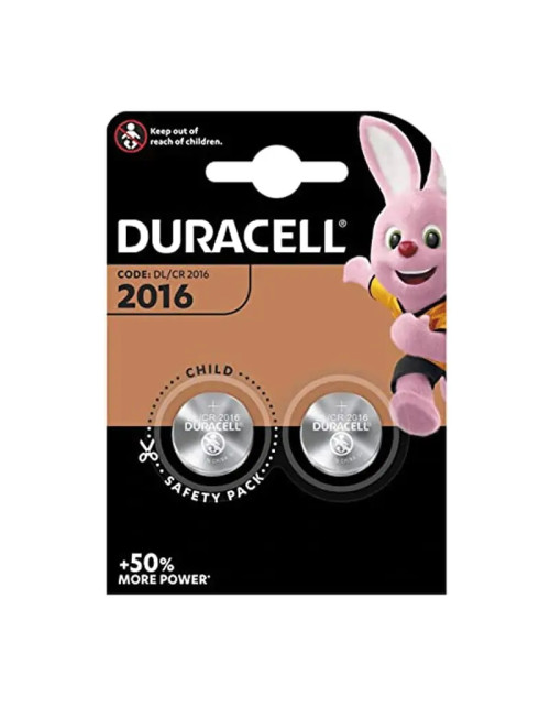 Pile Lithium Duracell DL2016 3V pour Montres Blister de 2 pièces 302603200