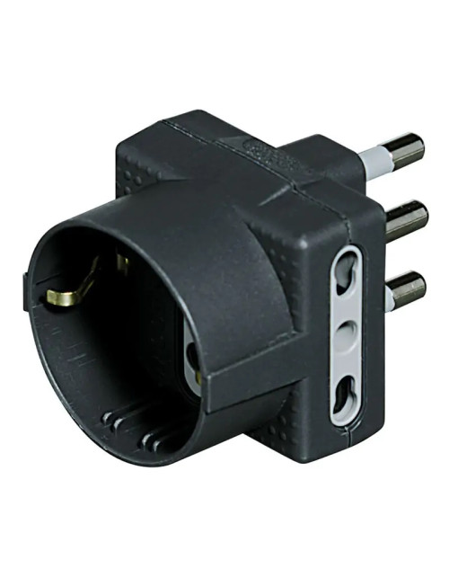 Adaptador Bticino Tris 10/16A 1 Schuko y 2 tomas bypass S3611GE