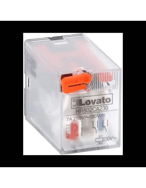 Relais industriel Lovato 7A 2 échanges 230VAC + LED HR602CA230