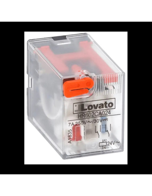 Relais industriel Lovato 7A 2 échanges 24VAC + LED HR602CA024