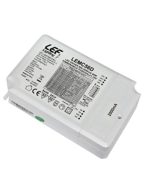 Alimentatore LED multicorrente LEF 33,6-60W 800-2000MA dimmerabile LEMC56D