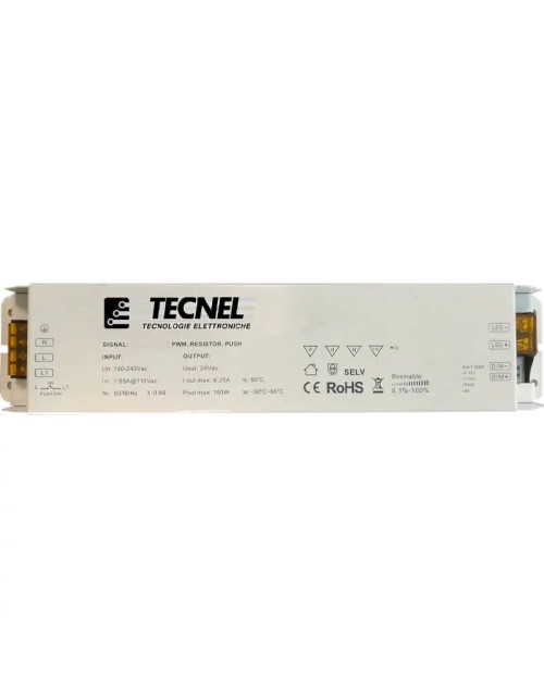 Alimentation pour bande LED Tecnel 24Vdc 150W tension constante TE-150-24TRI