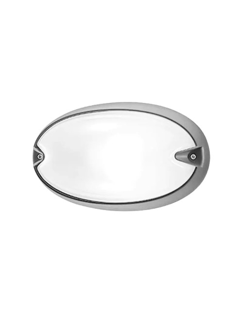Ovale Deckenleuchte Prisma CHIP 25 in grauer Farbe mit E27-Fassung IP55 005704