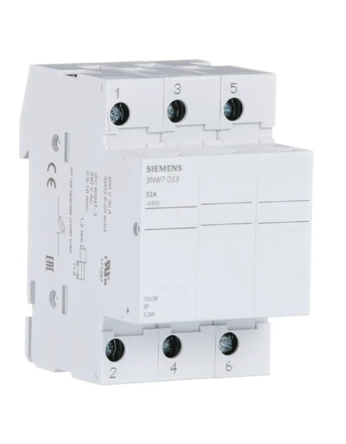 Siemens Zylindersicherungshalter 3NW7 3P 32A 10,3X38 3M 3NW7033