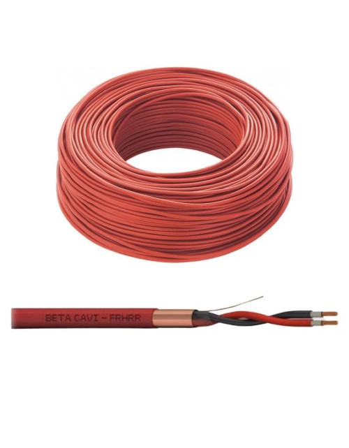 Cavo resistente al fuoco Beta Cavi 2x1 mmq guaina LSZH Rosso 500m