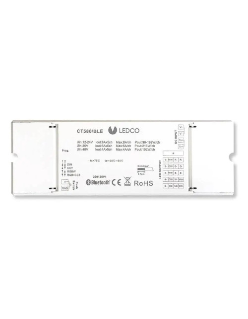 Centralita Bluetooth Mesh para regulación tira LED Ledco RGB/RGBW CT580/BLE