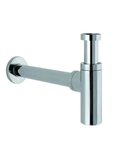 Round chromed brass sink drain siphon