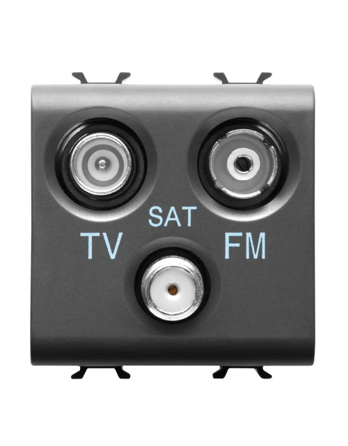 Gewiss Chorus FM SAT TV-Buchse 2 schwarze Module GW12382