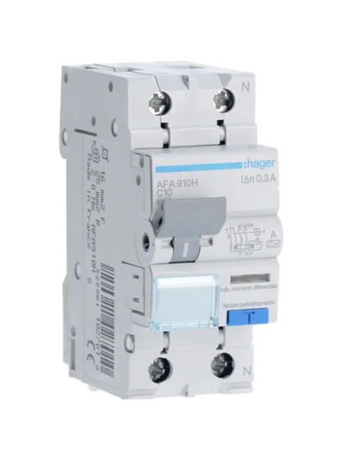 Disyuntor de corriente residual Hager 1P+N 300MA 10A AFA910H
