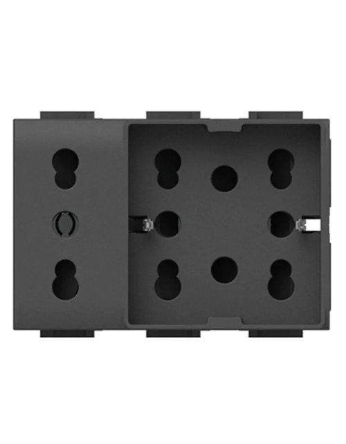 Universal double-step and Schuko electrical socket 10/16A 3 modules Side 4Box for Bticino Living antra 4B.L.H21.XL