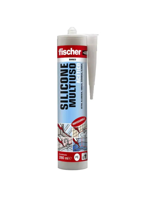 Fischer multipurpose acetic silicone White RAL 9010 280ml 00009350