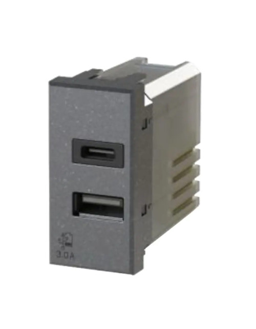 4Box 3.0A USB socket for Bticino Axolute anthracite series 4B.HS.USB.30