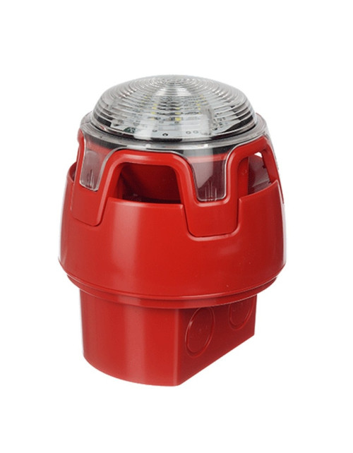 Notifier Sirena roja convencional con luz estroboscópica y base IP65 CWSS-RR-W5