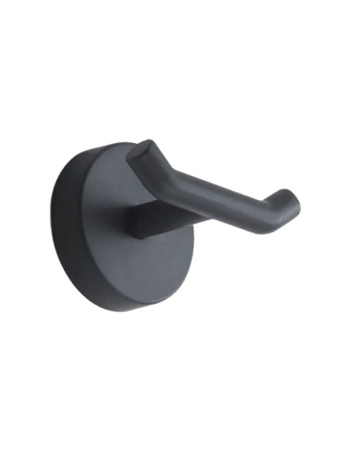 Gedy Eros matt black double bathrobe hanger for wall bathroom 2326-14