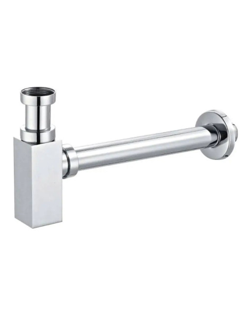 Square chromed brass sink drain siphon