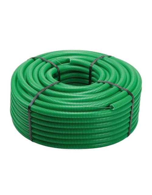 Tube ondulé vert avec tire-fil diamètre 25 mm B11568