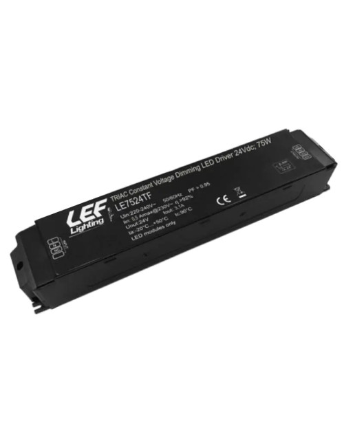 Alimentatore per LED LEF 75W 24VDC Triac-Igbt dimmerabile LE7524TF