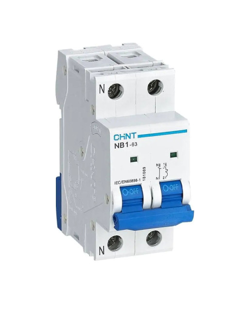 Chint NB1-63 1P+N 16A 6kA C 2 Modules 180240 Interrupteur thermique magnétique